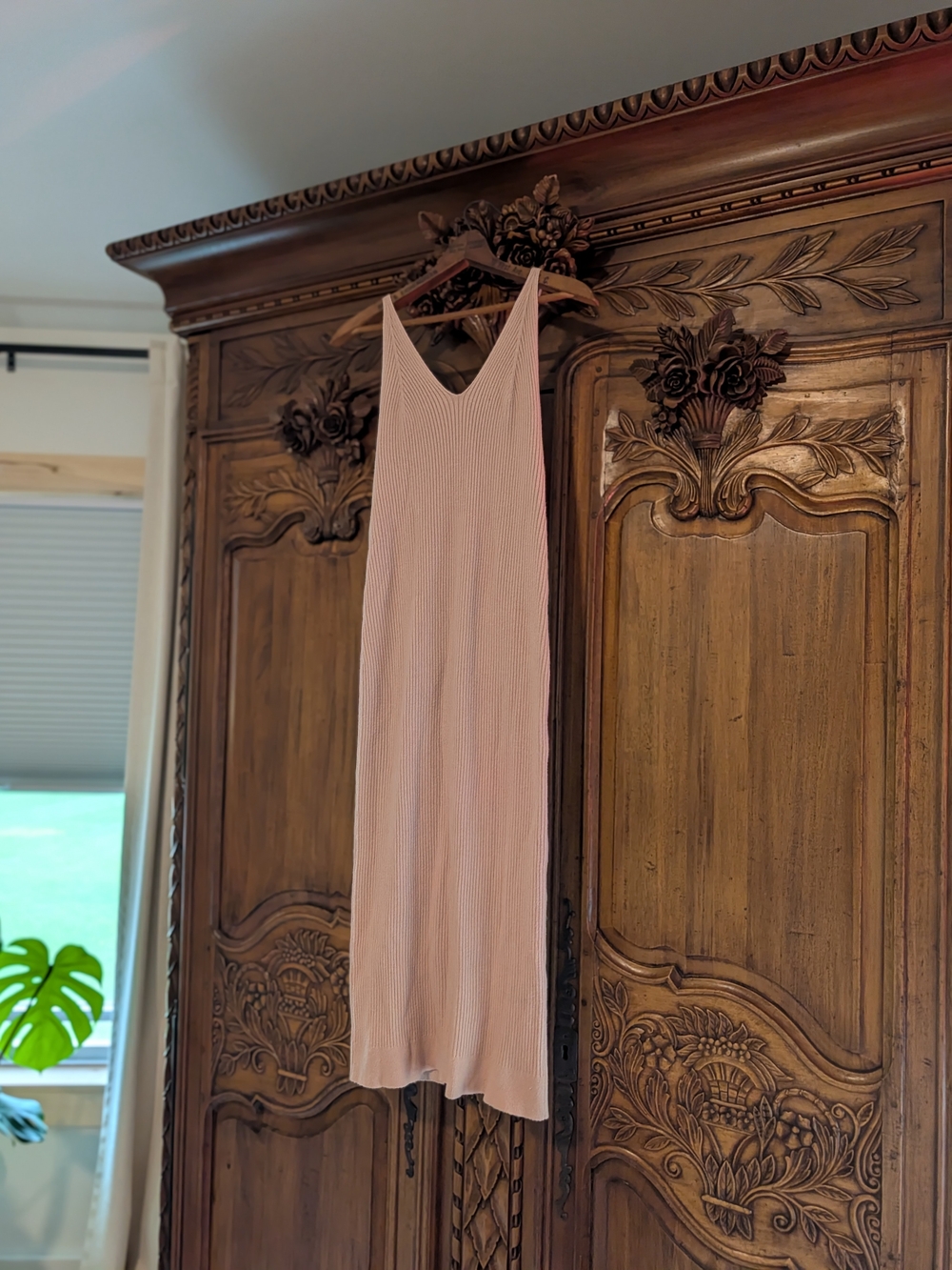 Light Pink Ribbed Midi Dress